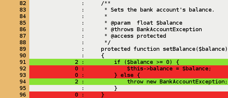 setBalance() 的代码覆盖情况